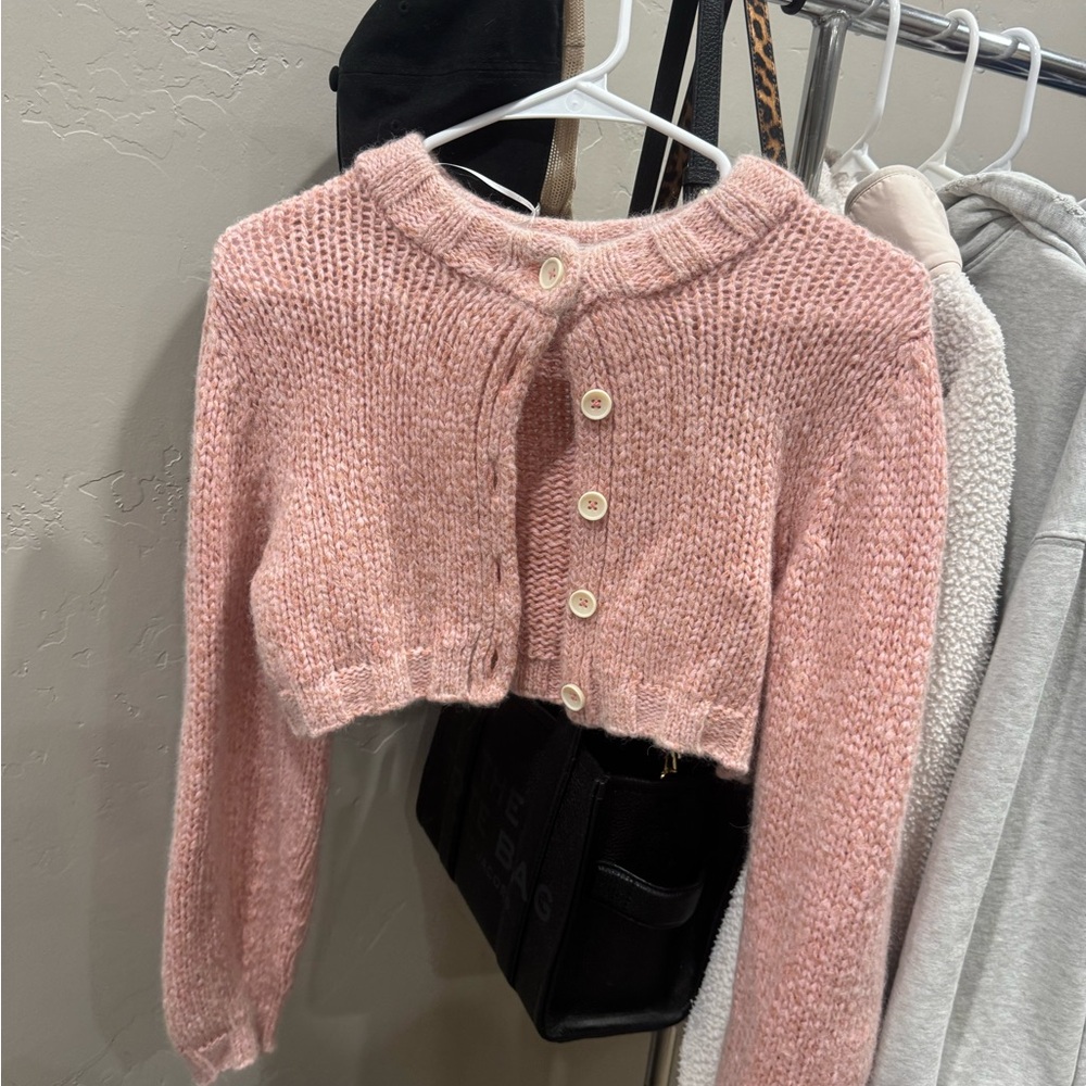 MOTHER Pink Button-Up Cardigan